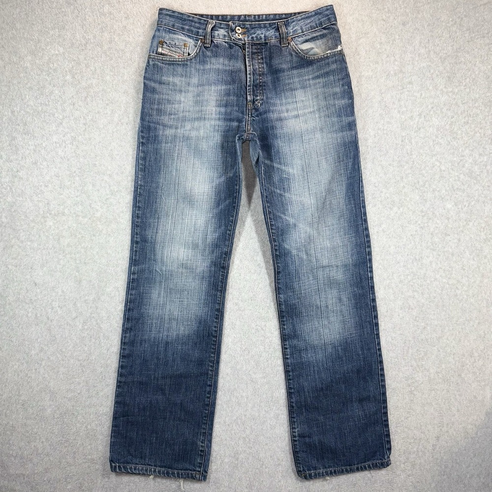 Diesel DAZE Jeans Men 33x30 (fit 32x32) Blue Straight Leg Faded Button Fly Italy